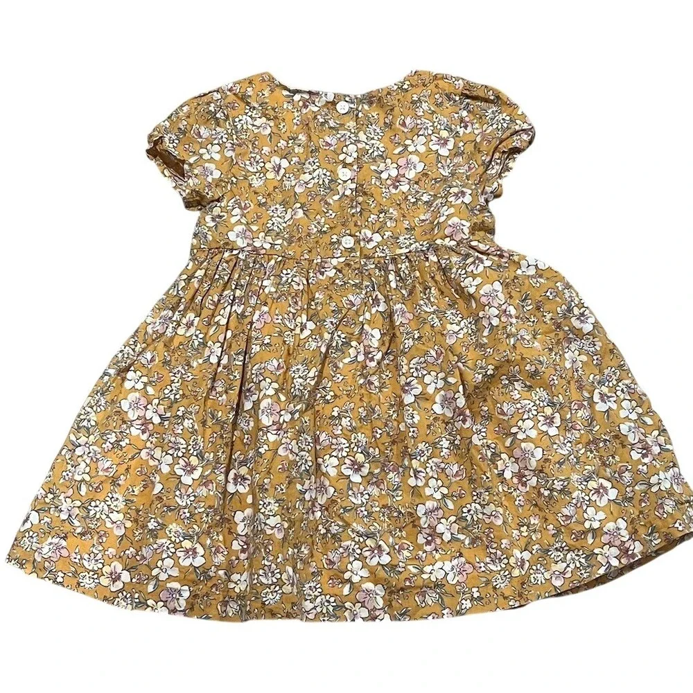 OshKosh B'gosh Dress Baby Baby 18M Mustard Yellow Floral Fit & Flare